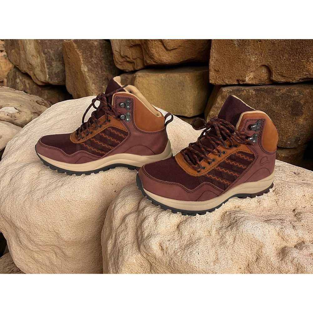 Size 6 Women's Strole Burgundy Tan Lace Up Hiking Boots leather waterproof